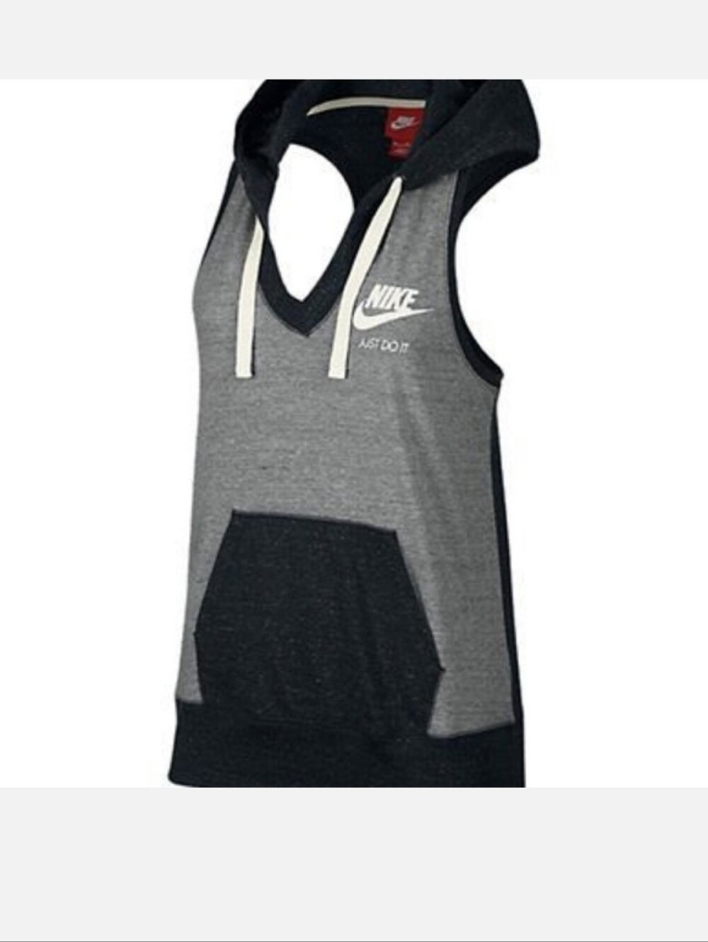 Nike Grey and Black V-Neck T Back Sleeveless Hoodie Tank